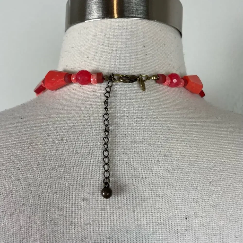 Chico's Orange Beaded Floral  Pendant Necklace